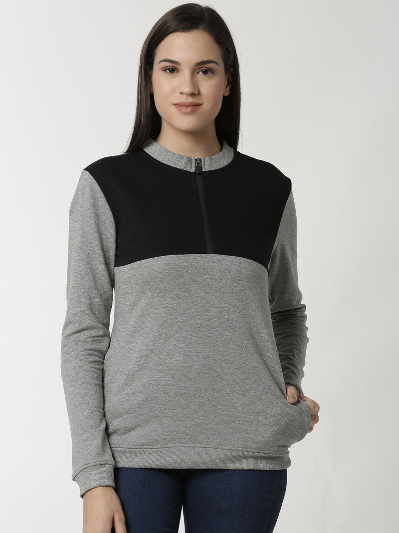 De Moza Ladies Grey Melange Sweat shirt - De Moza (4336269000767)