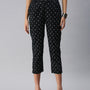 De Moza Ladies Printed Straight Pant Black