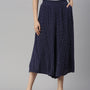 De Moza Womens Printed Culottes Navy Blue
