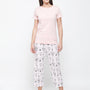 De Moza Ladies Printed Pyjama Set Velled Rose