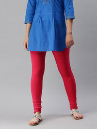 De Moza Women's Premium Churidhar Leggings Solid Cotton Dark Coral - De Moza (6679540596799)