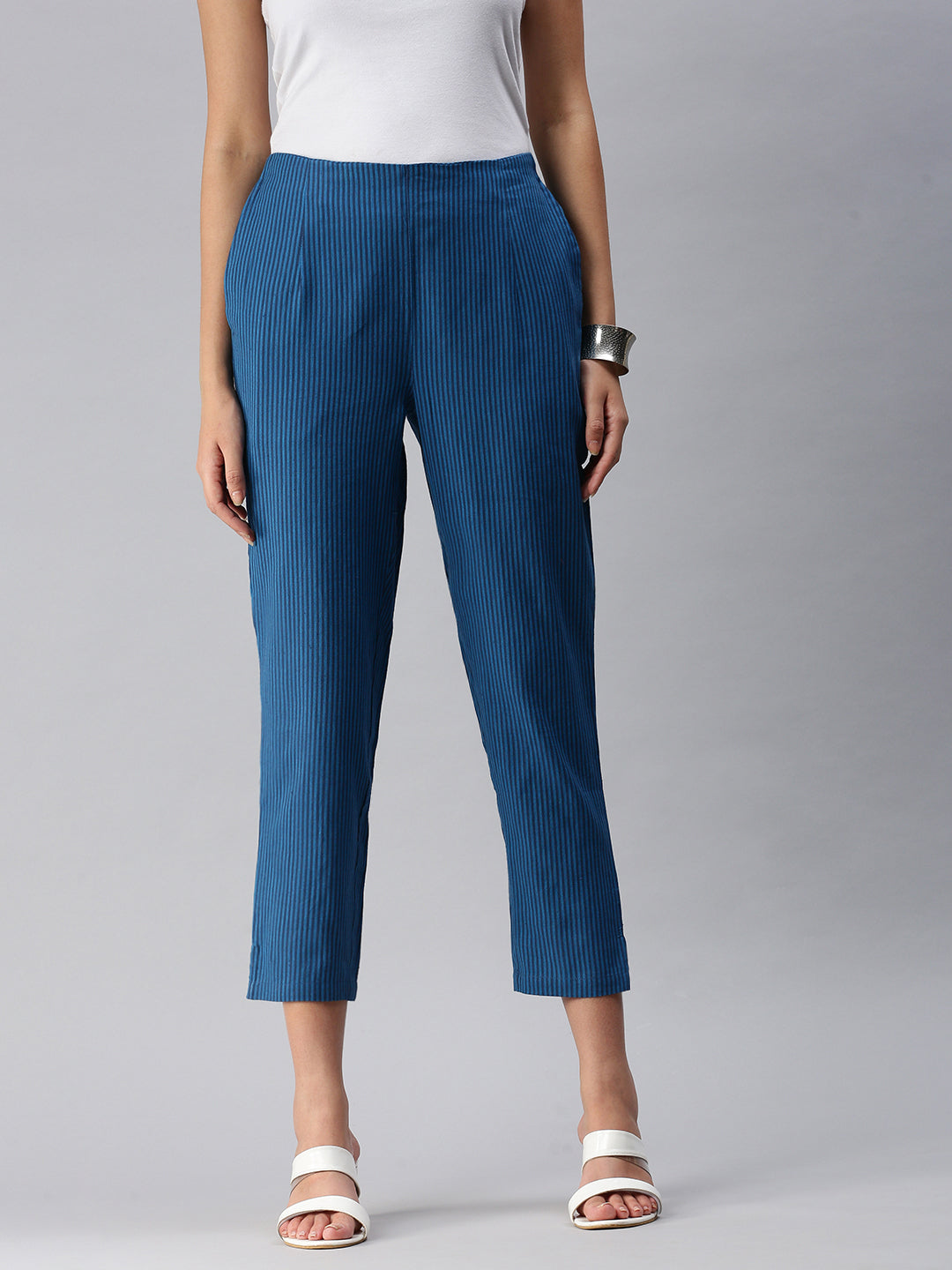 De Moza Ladies Straight Pant Indigo Blue