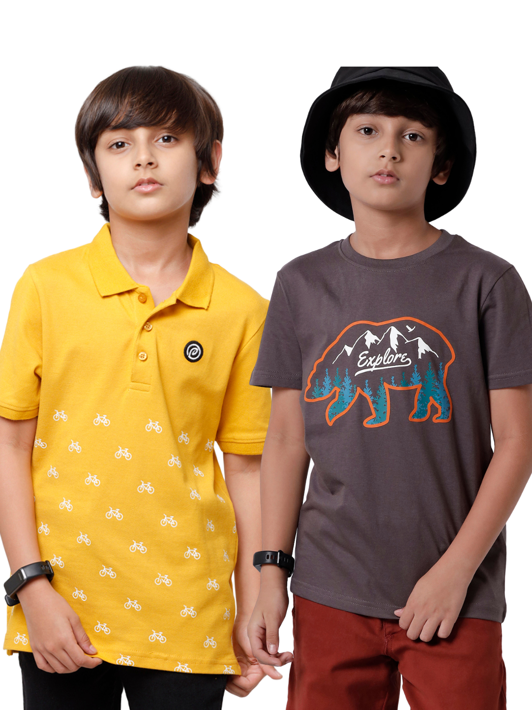 Pack of 2 Pipin Boys T-shirt Spicy Mustard & Dark Grey