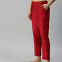 De Moza Women's Cigarette Pant Maroon