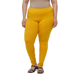 De Moza Women Plus Size Churidar Leggings Solid Cotton Mustard