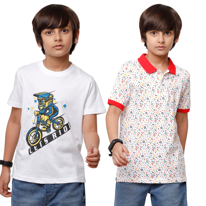 Pack of 2 Pipin Boys T-shirt Princess Red & White