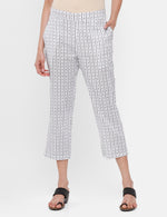 De Moza Ladies Printed Straight Pant Offwhite