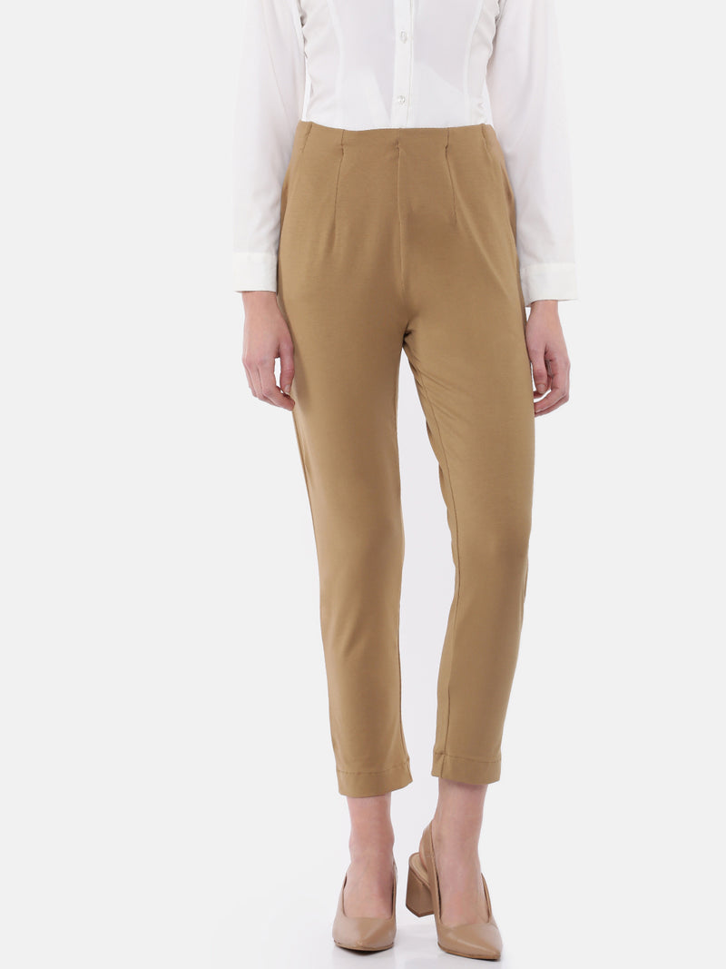 De Moza Women's Cigarette Pant Golden Beige