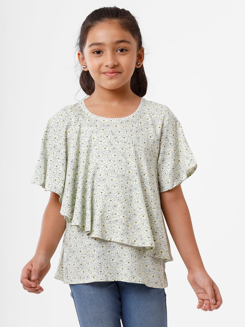 Kids - Girls Printed Top Light Green