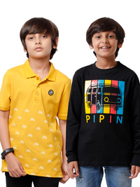 Pack of 2 Pipin Boys T-shirt Spicy Mustard & Black