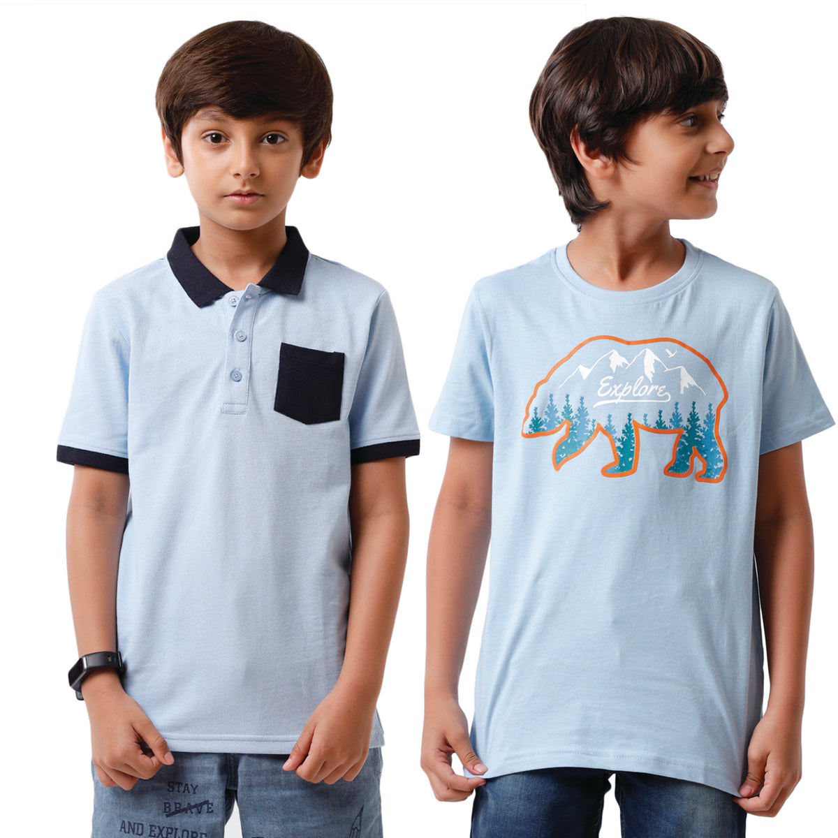 Pipin Boys Combo Cotton T-shirt Pack of 2 - De Moza