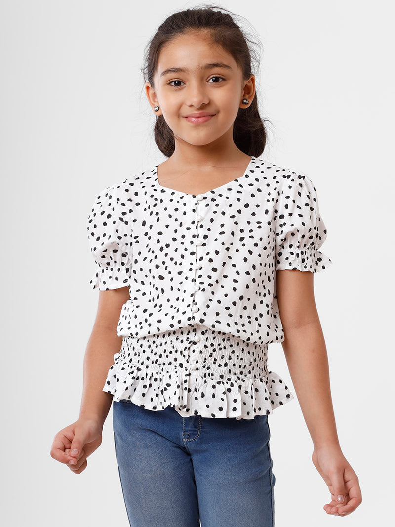 Kids - Girls Printed Top White