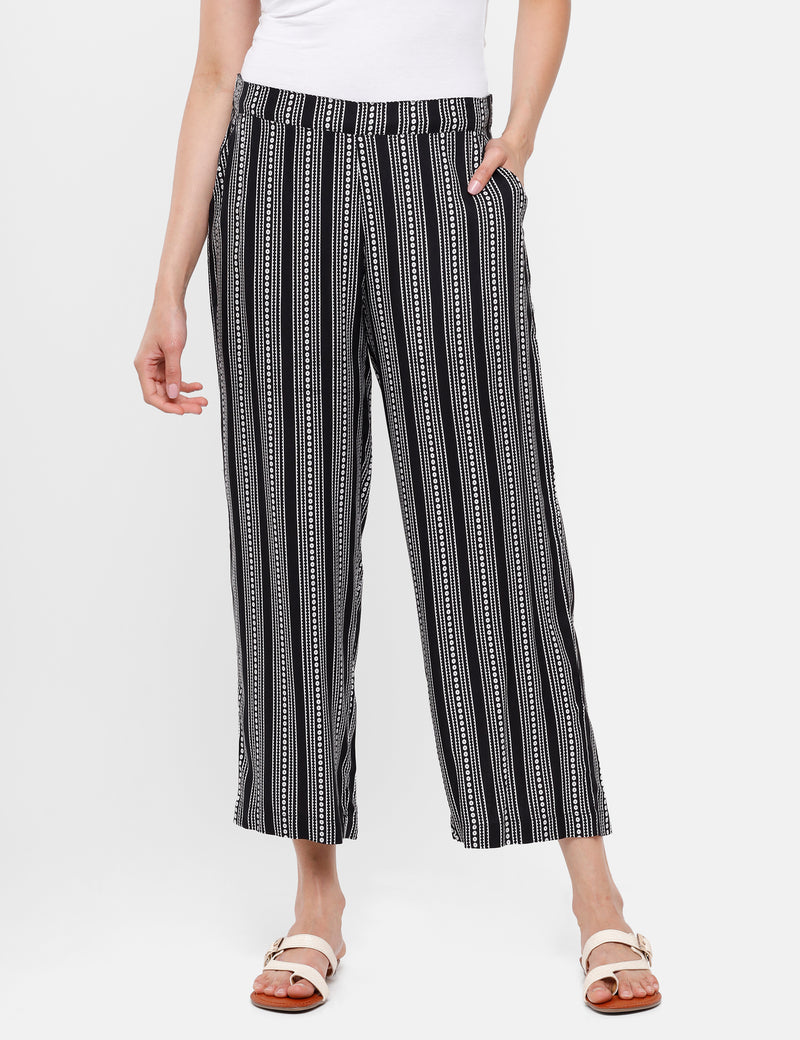 De Moza Women’s Printed Palazzo Black