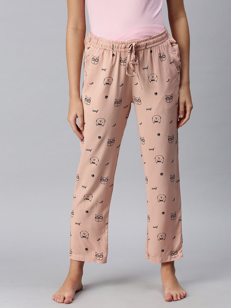 De Moza Ladies Printed Pyjama Pant Pink Nectar