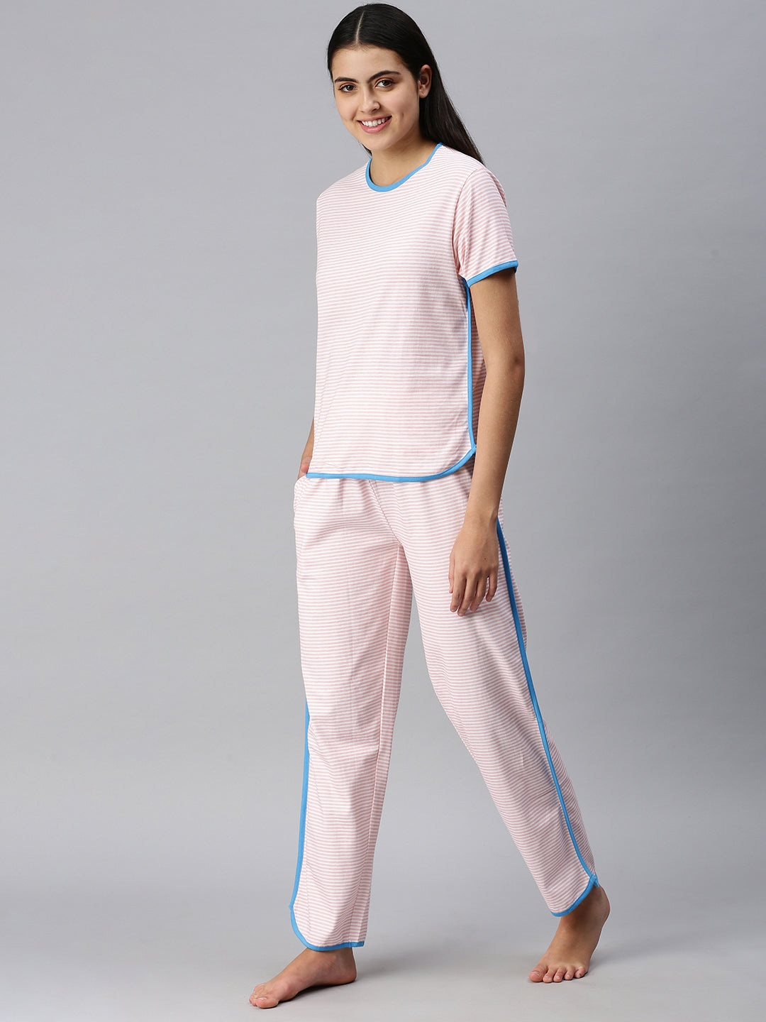De Moza Ladies Printed Pyjama Set Crystal Pink