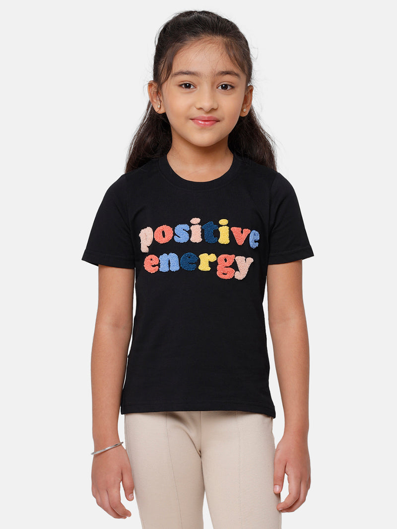 Kids - Girls Printed Top Black
