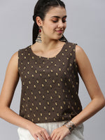 De Moza Women's Printed Crop Top Dark Grey