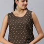 De Moza Women's Printed Crop Top Dark Grey