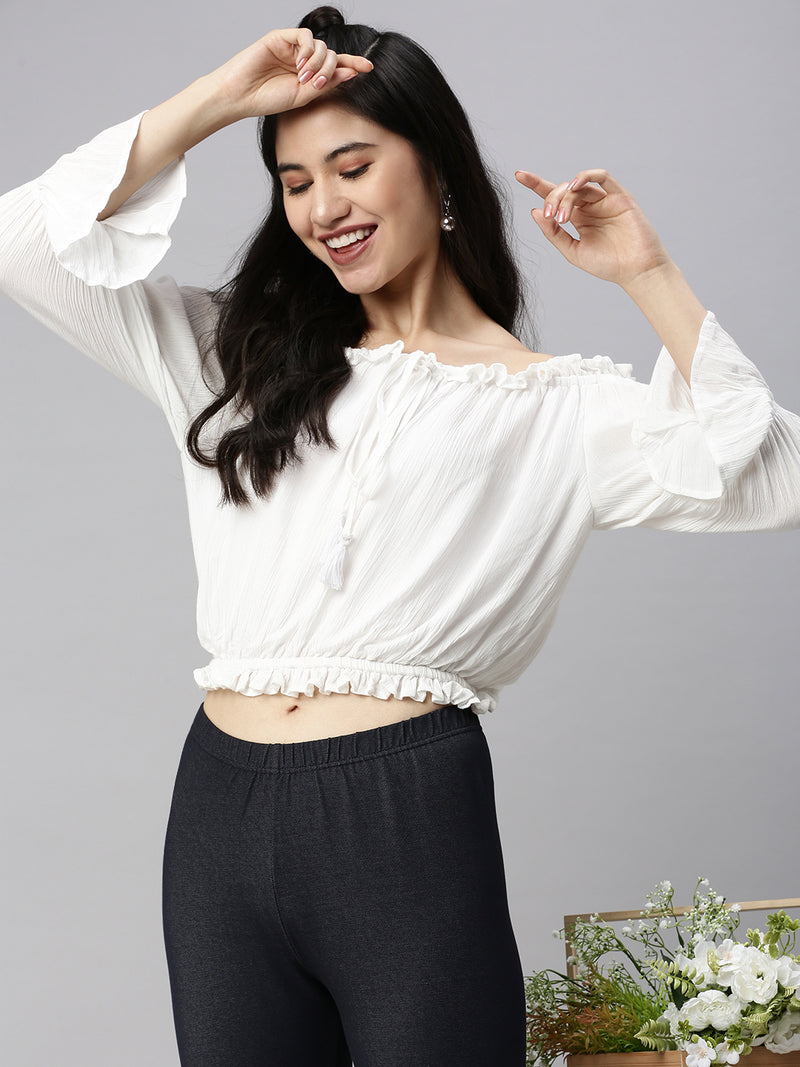 De Moza Women's Crop Top White