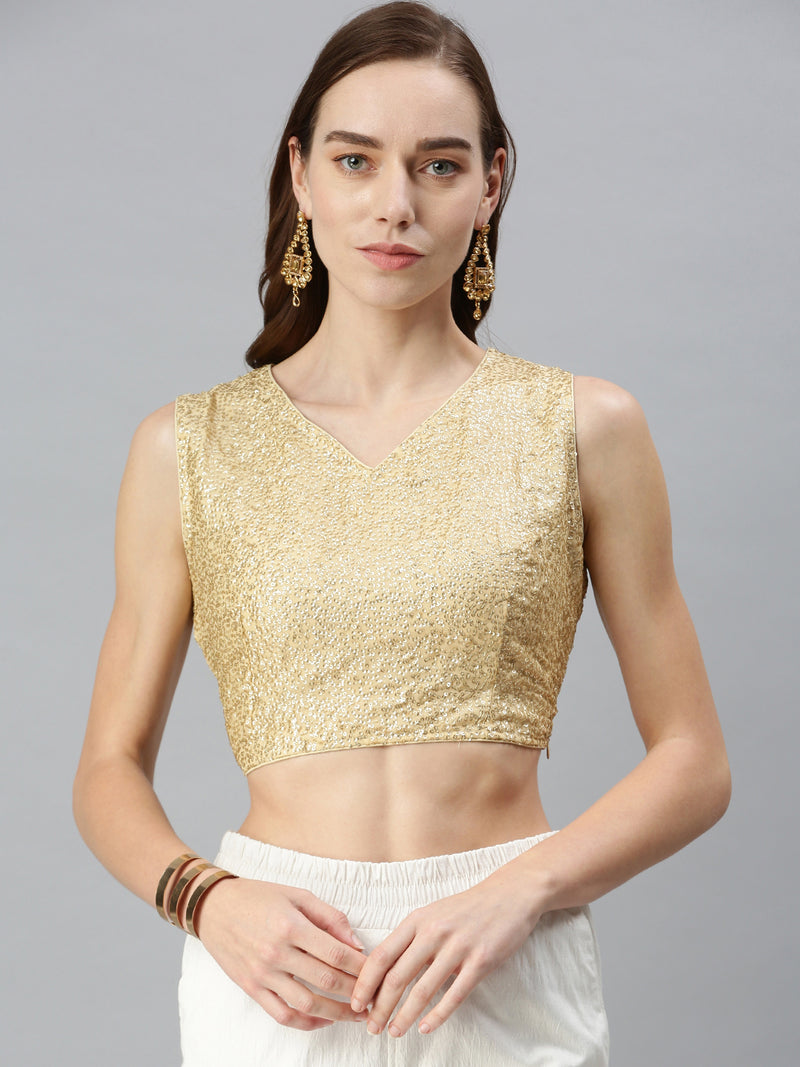 De Moza Women's Ethinc Blouse Solid Polyester Light Gold - De Moza