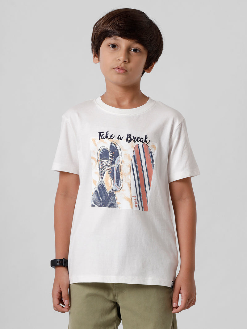 PIPIN Boys Printed T-shirt Offwhite