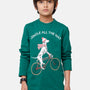 Kids - Boys Printed Full Sleeve T-Shirt Bottle green