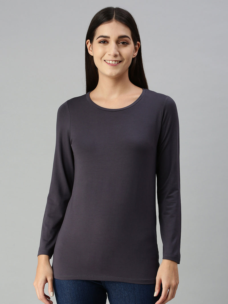 De Moza Ladies Full Sleeve Active-T-Shirt Grey