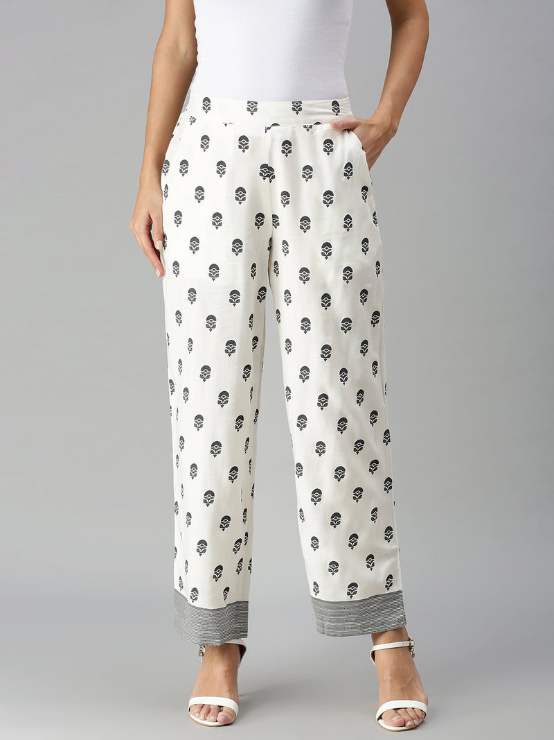 De Moza Ladies Printed Palazzo Natural