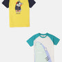 Pack of 2 Pipin Boys Printed T-shirts Teal Green & Yellow