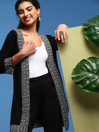 De Moza Women’s Long Length Shrug Black
