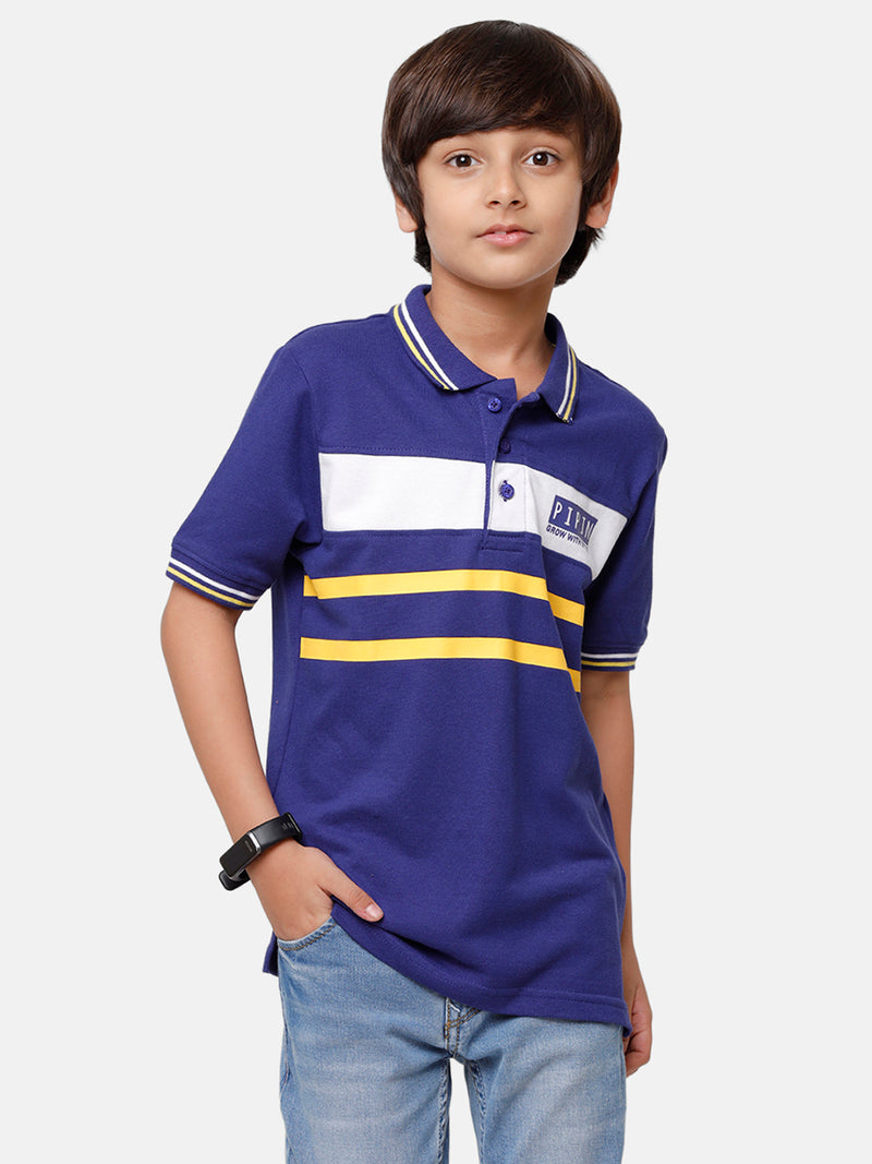 Kids - Boys Printed Half Sleeve T-Shirt Navy Blue