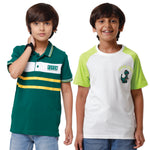 Pack of 2 Pipin Boys T-shirt Bottle green & Offwhite