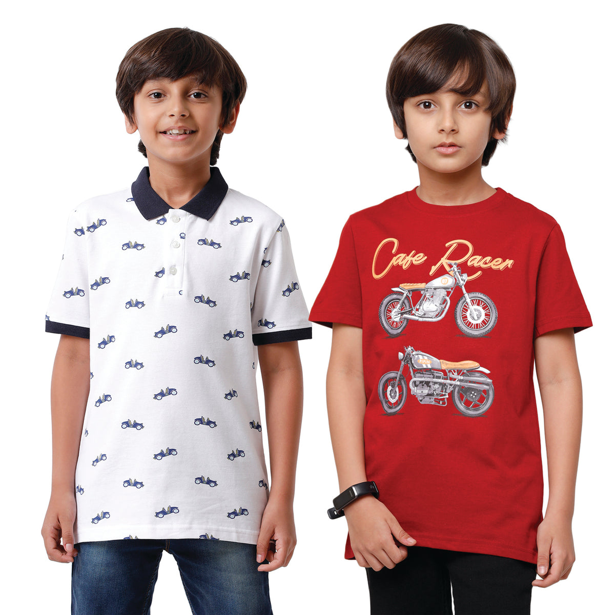 Pack of 2 Pipin Boys T-shirt White & Maroon