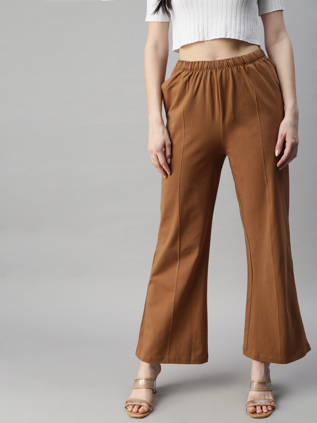 De Moza Women’s Flared Pant Tan(Brown)