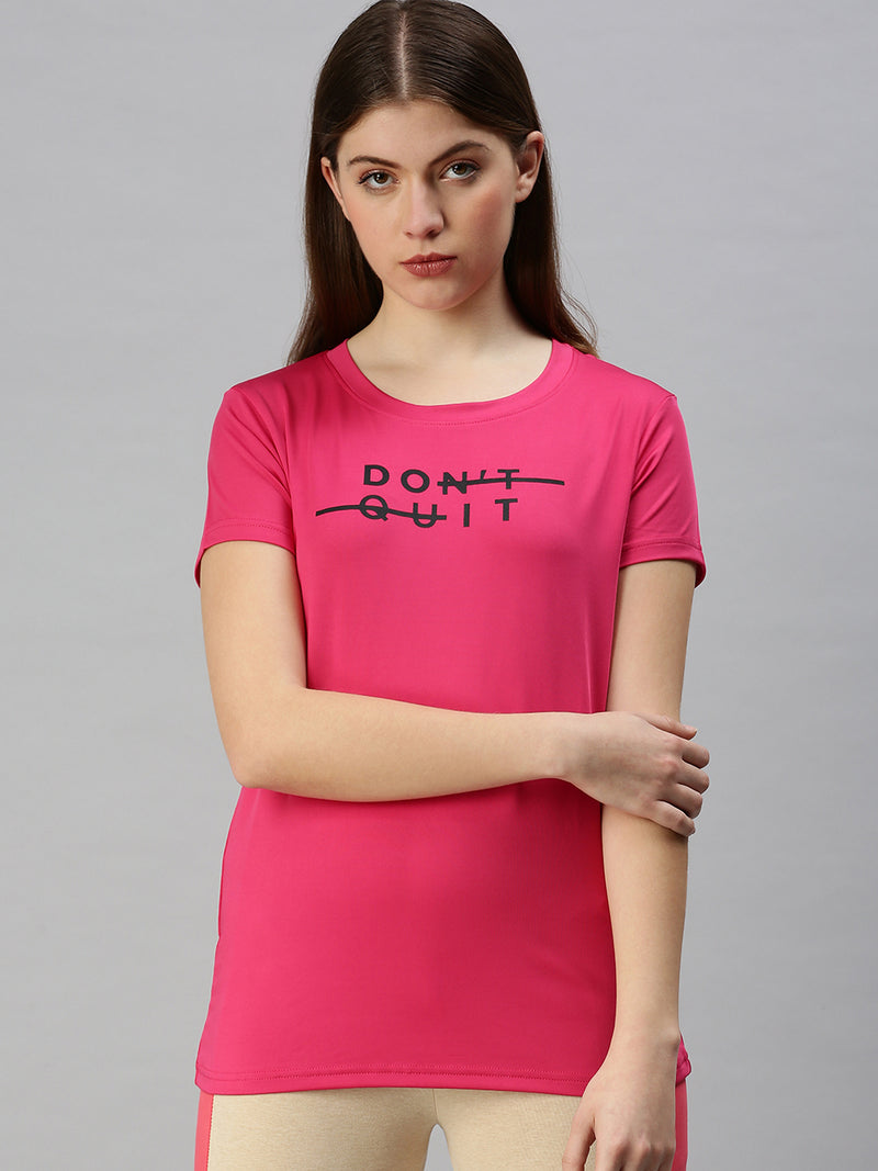 Ladies Half Sleeve Active-T-Shirt Neon Pink