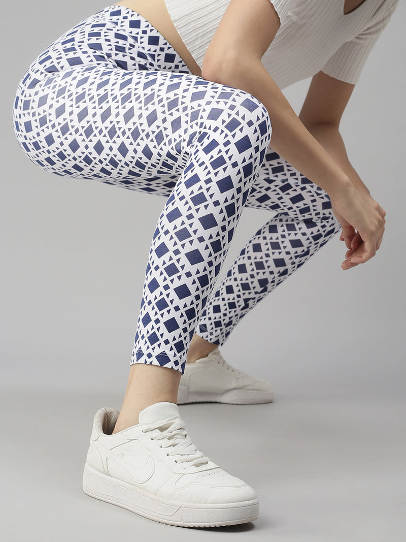 De Moza Ladies Printed Leggings Navy Blue