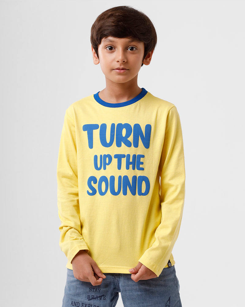 Kids - Boys Printed Full Sleeve T-Shirt Yellow Tail