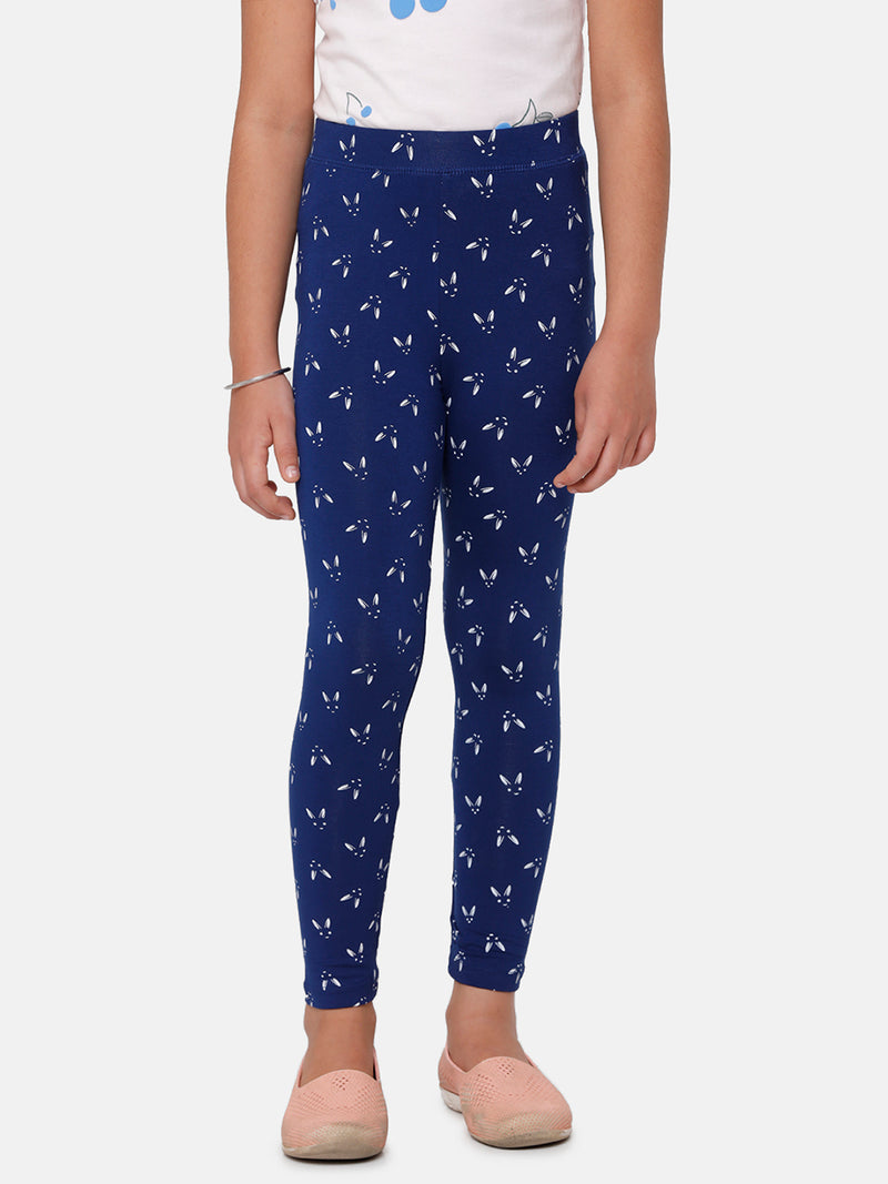 Kids – Girls Printed Leggings Navy Blue