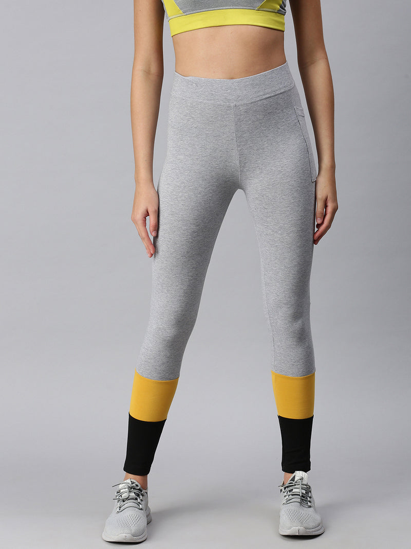 Buy De Moza Women Grey Colorblock Cotton Active Wear Leggings - M Online at  Best Prices in India - JioMart.