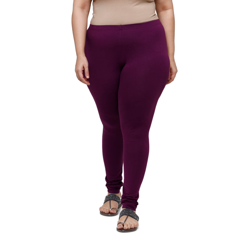 De Moza Women Plus Size Churidar Leggings Dark Purple