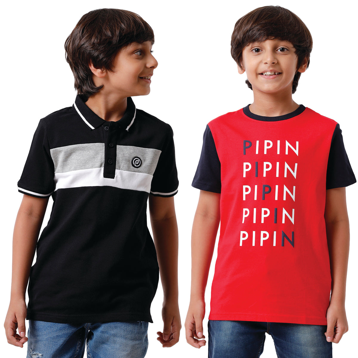 Pack of 2 Pipin Boys T-shirt Black & Raising Red