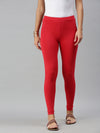 De Moza Ladies Ankle Length Leggings Solid Cotton Light Red - De Moza