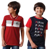 Pack of 2 Pipin Boys T-shirt Maroon & Dark Navy Blue