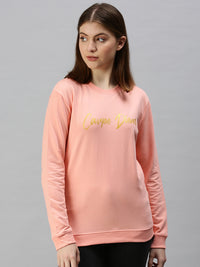 De Moza Women's Printed Sweatshirt Peach