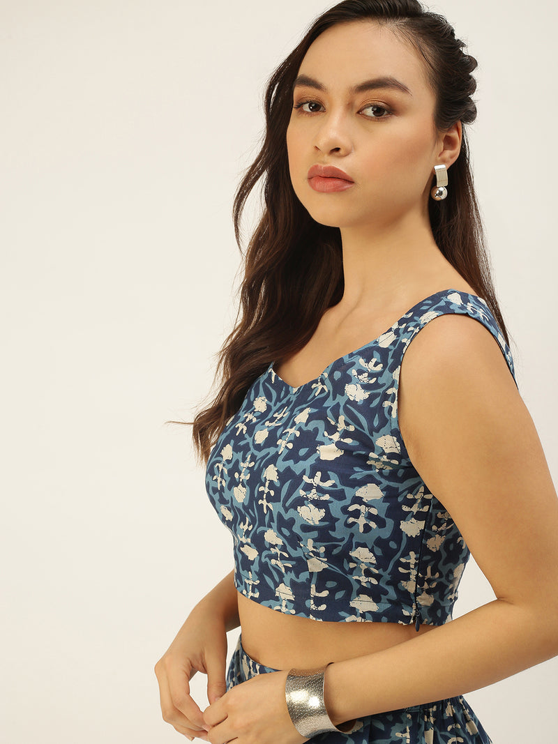  Women’s Printed Crop Top Indigo