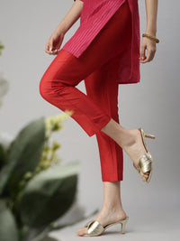 De Moza Women's Cigarette Pant Red
