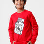 Kids - Boys Printed Full Sleeve T-Shirt Red