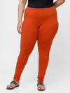 De Moza Ladies Plus Ankle Length Leggings Solid  Cotton Rust - De Moza
