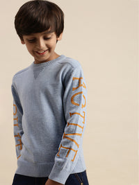Kids - Boys Winter Sweatshirt Bright Blue Melange - De Moza