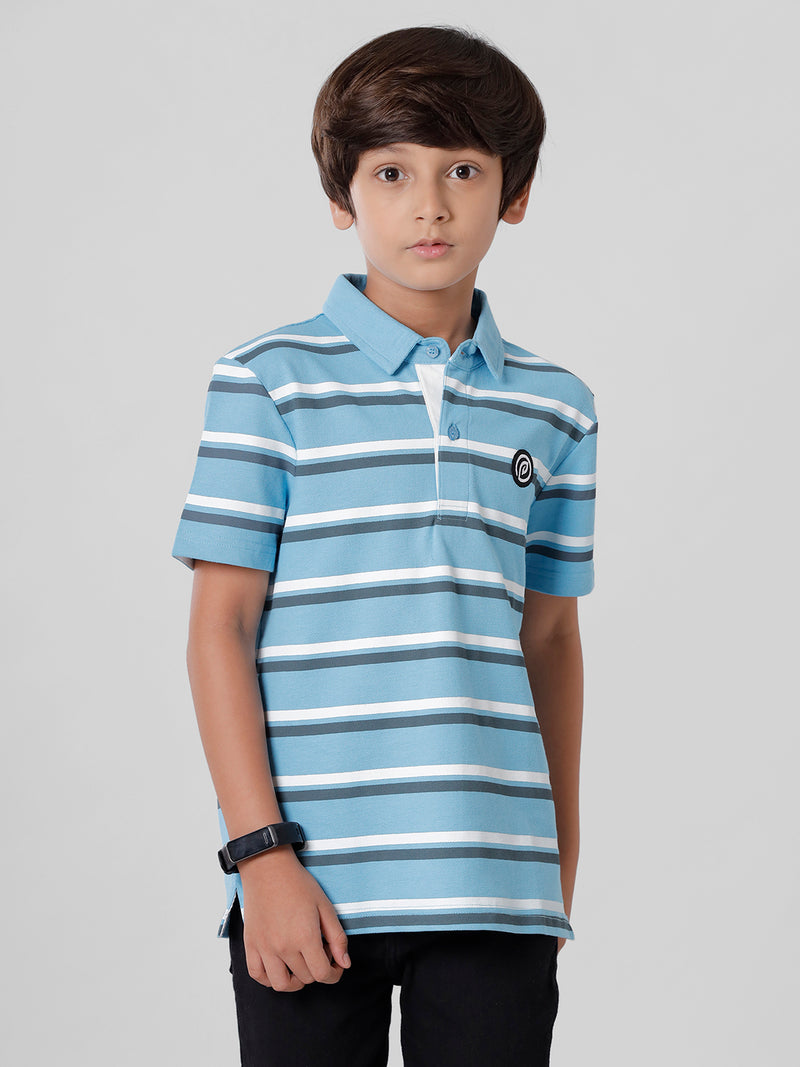 Kids - Boys Printed Half Sleeve T-Shirt Light Blue